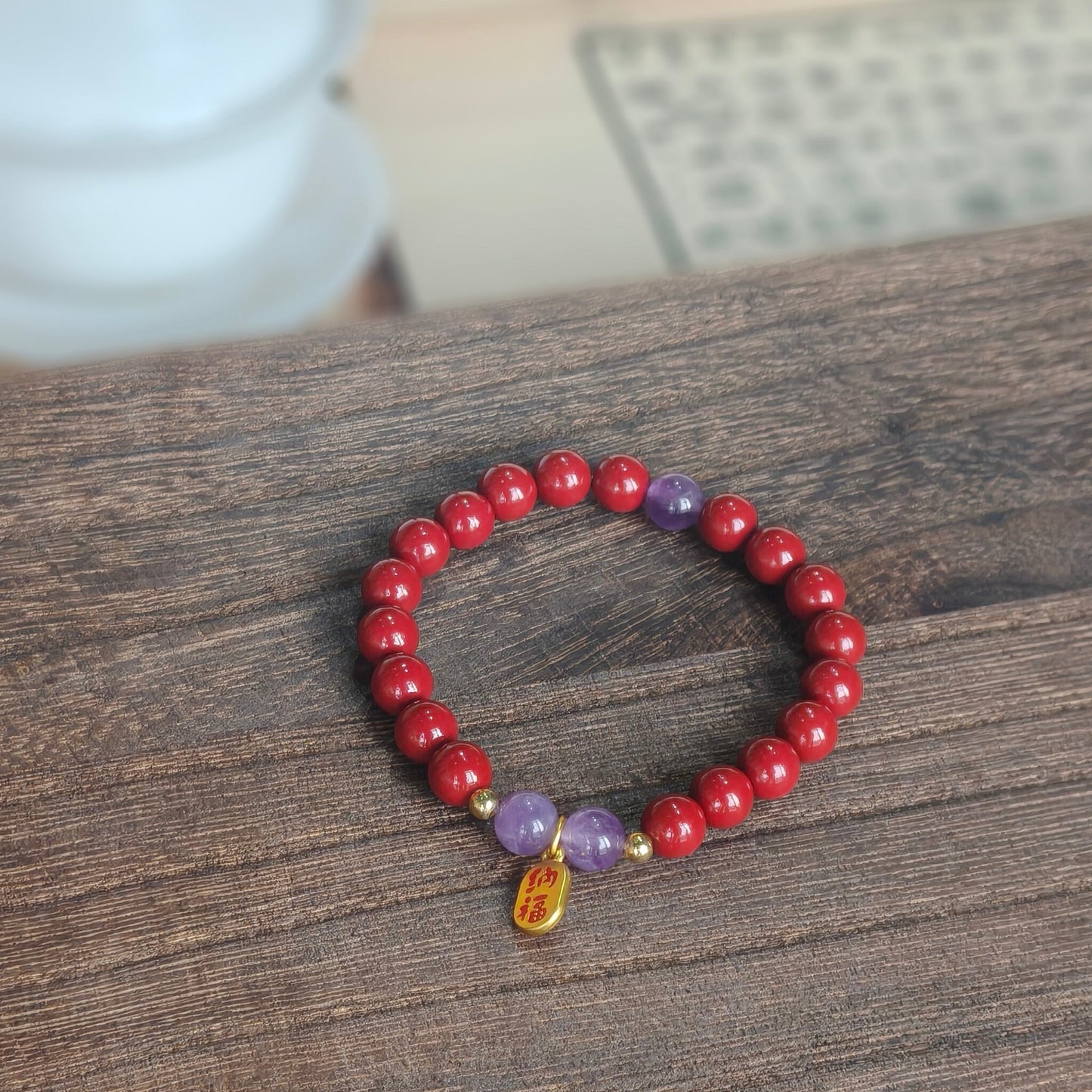 Fire Element Energy Cinnabar Bracelet female - M - starViolet