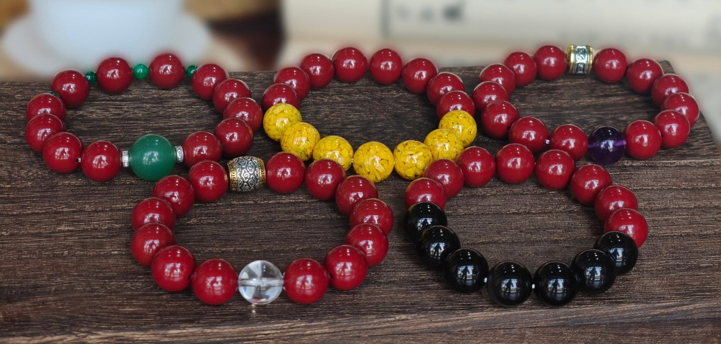 Fire Element Energy Cinnabar Bracelet male - M - starViolet