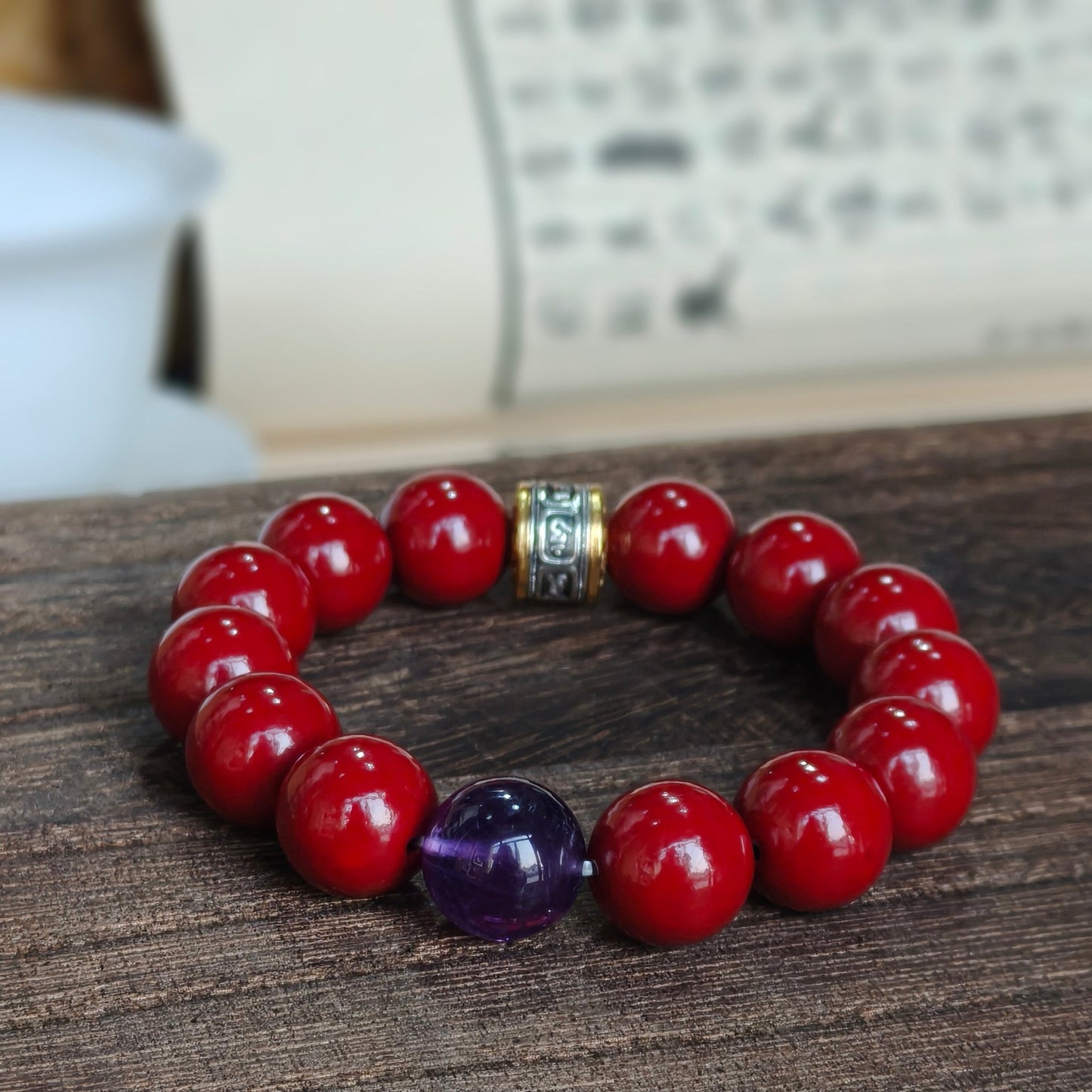 Fire Element Energy Cinnabar Bracelet male - M - starViolet