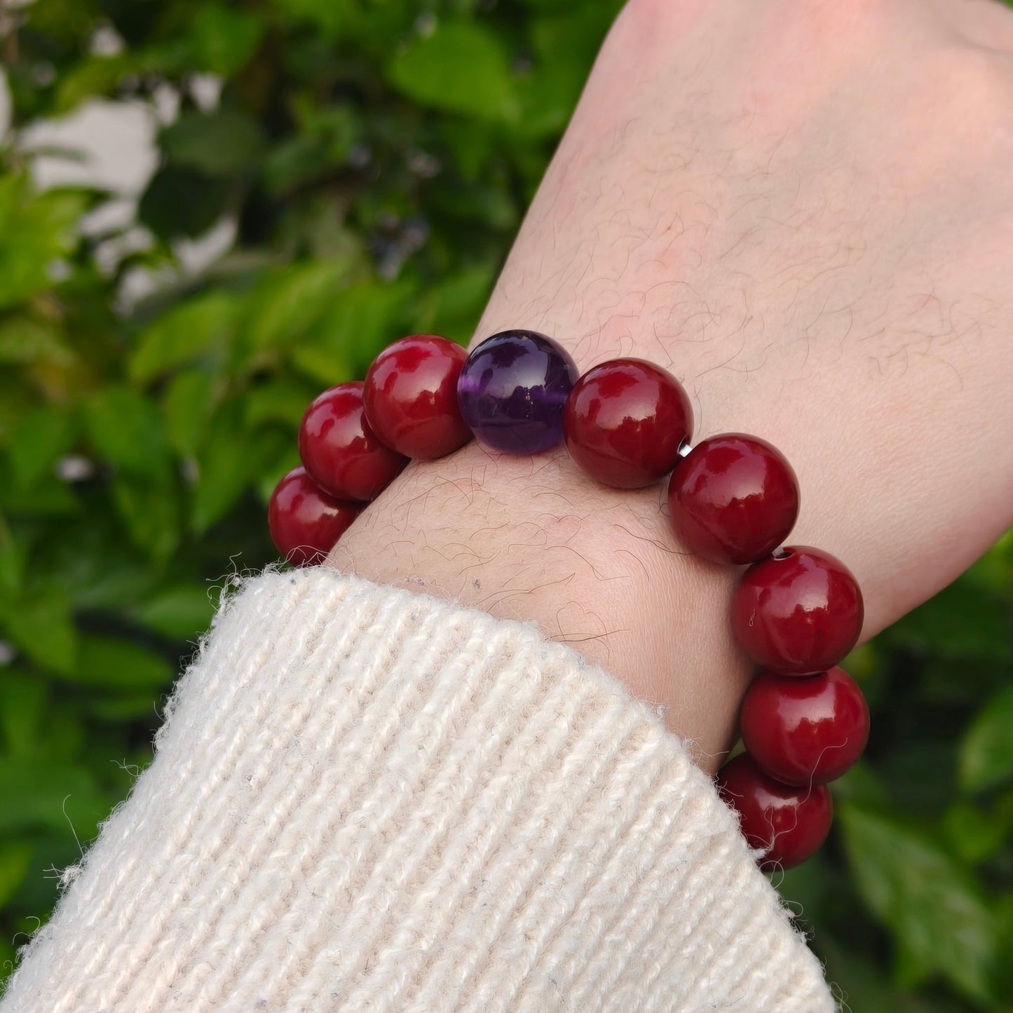 Fire Element Energy Cinnabar Bracelet male - M - starViolet
