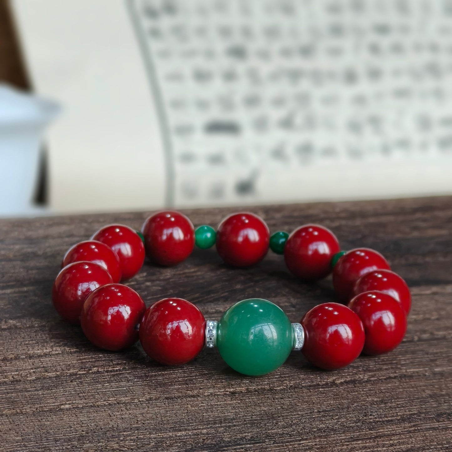 Wood Element Energy Cinnabar Bracelet male - M - starViolet
