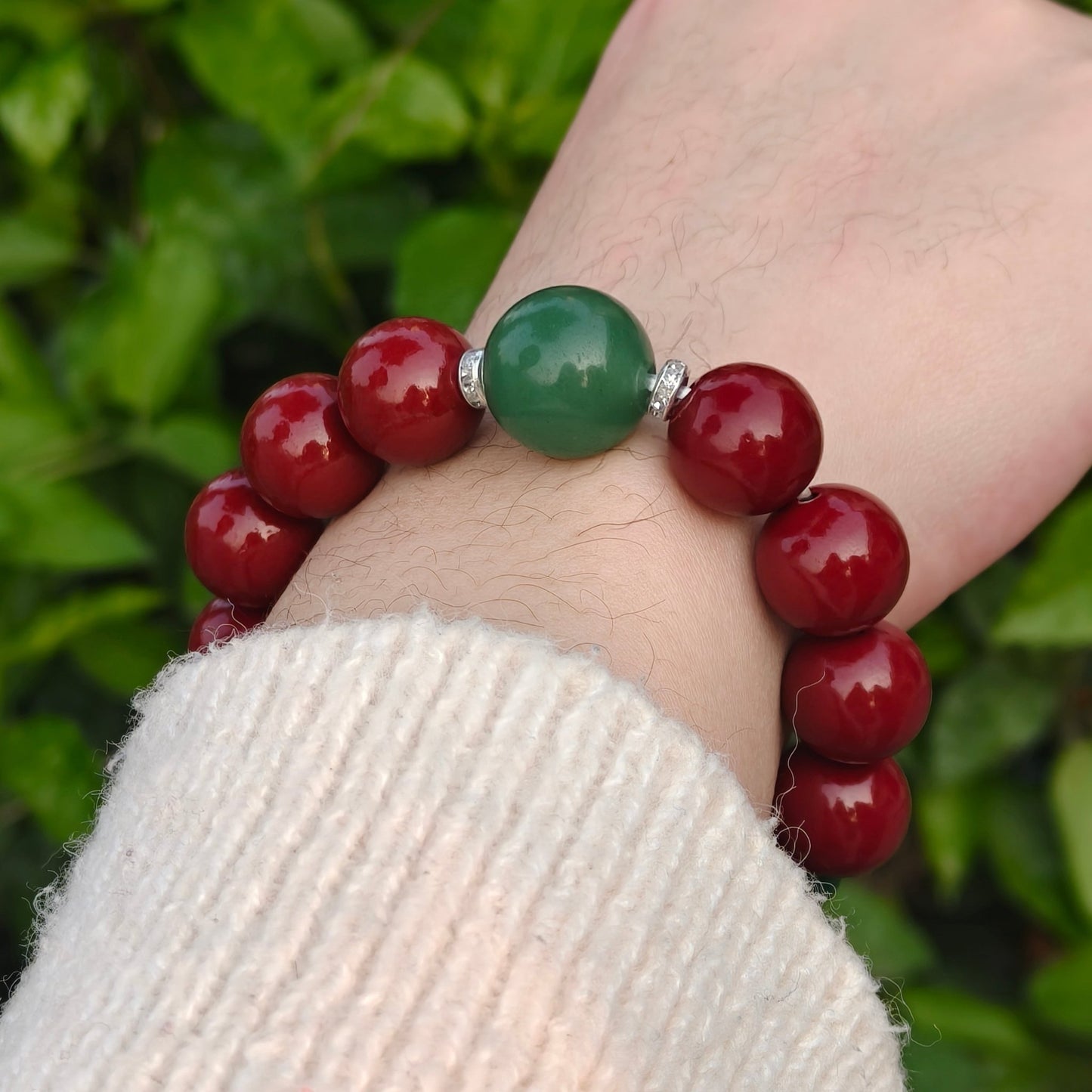Wood Element Energy Cinnabar Bracelet male - M - starViolet