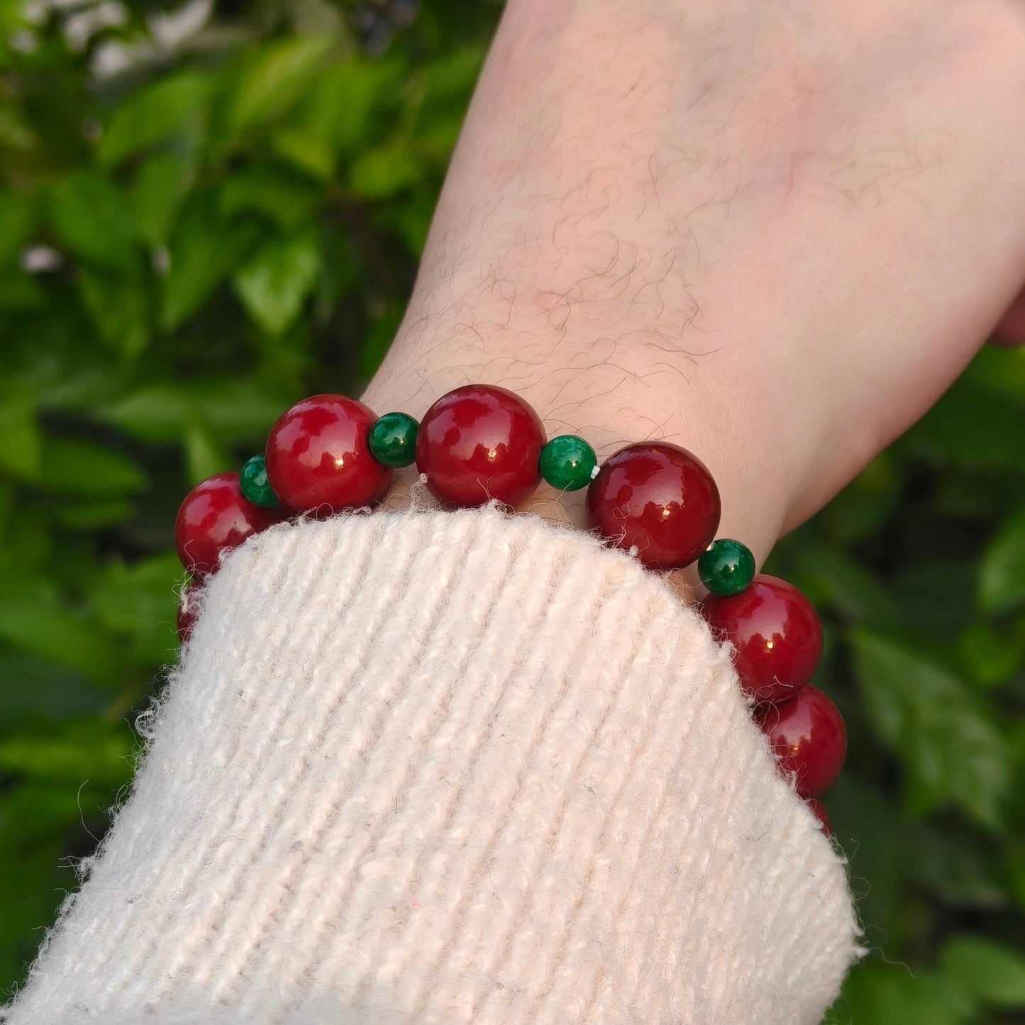 Wood Element Energy Cinnabar Bracelet male - M - starViolet