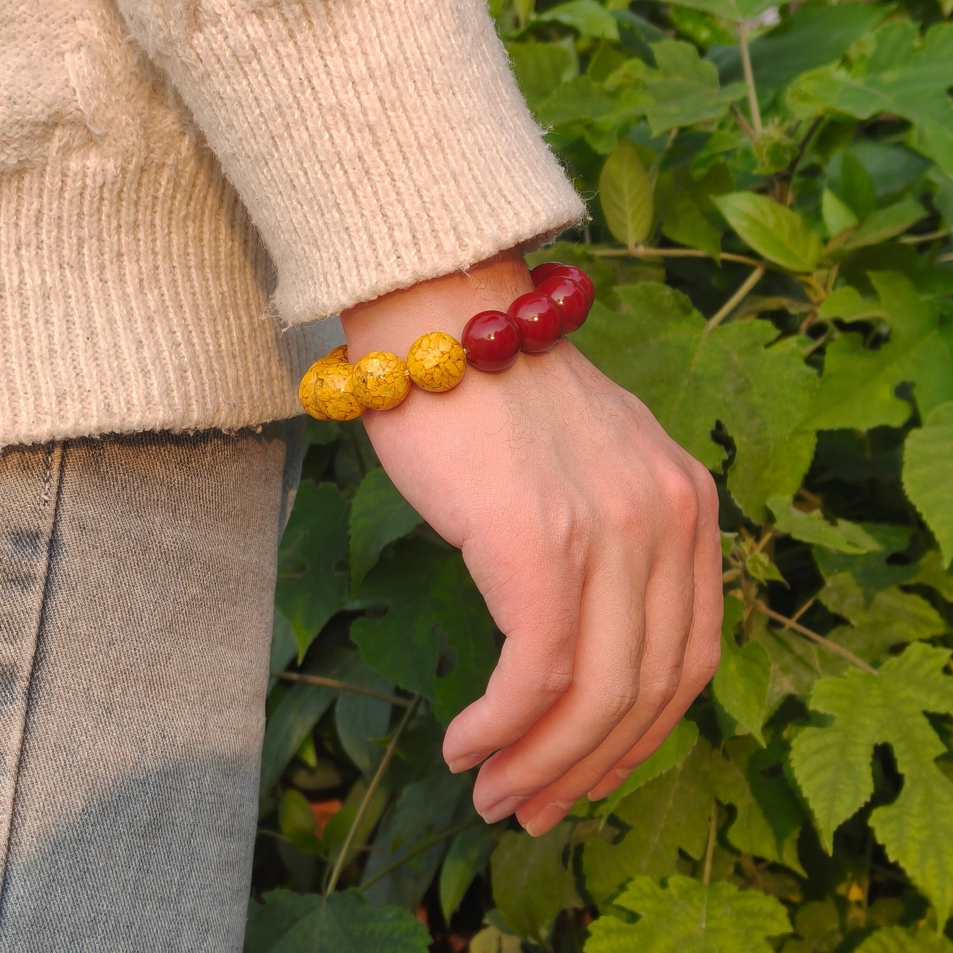 Earth Element Energy Cinnabar Bracelet male - M - starViolet