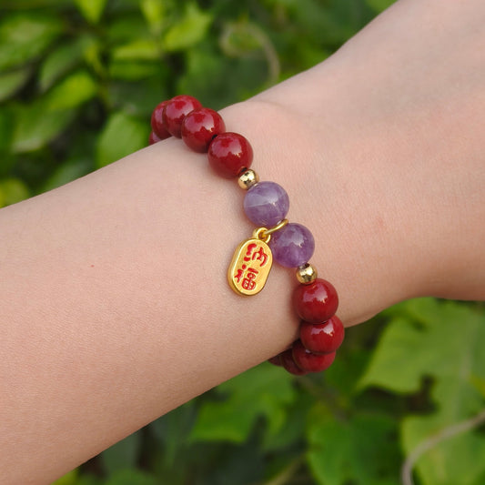 Fire Element Energy Cinnabar Bracelet female - M - starViolet