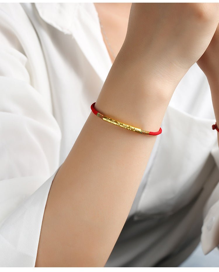 Tibetan Buddhist Red String Bracelet - Lucky Charm - M - starViolet