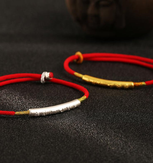 Tibetan Buddhist Red String Bracelet - Lucky Charm - M - starViolet