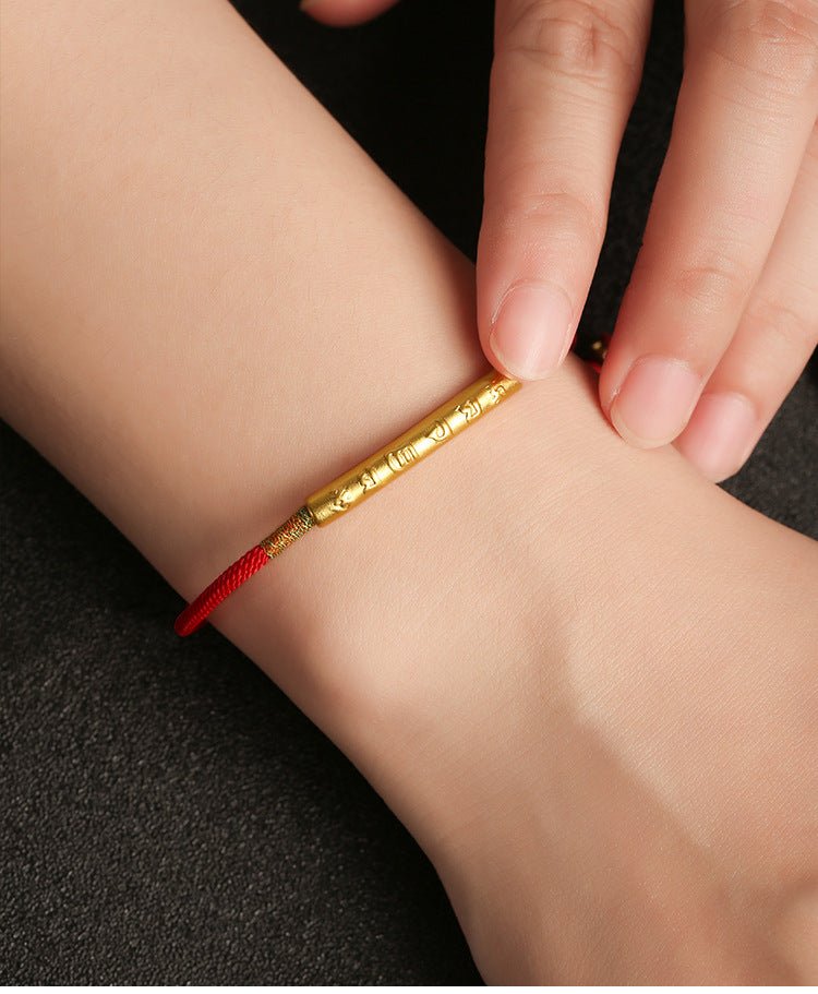Tibetan Buddhist Red String Bracelet - Lucky Charm - M - starViolet