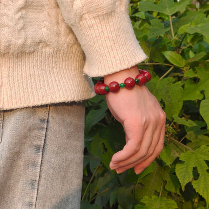 Wood Element Energy Cinnabar Bracelet male - M - starViolet
