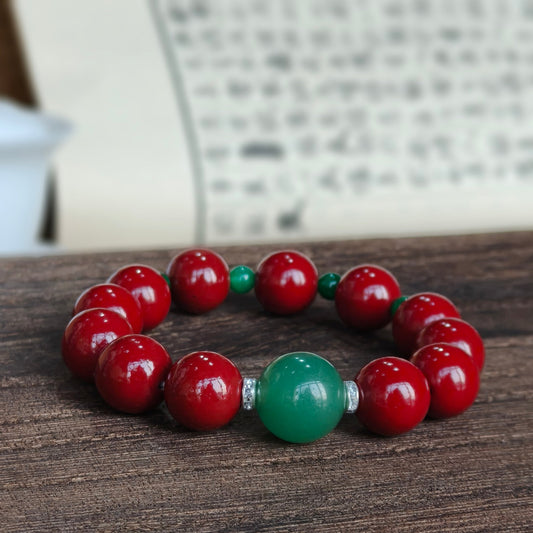 Wood Element Energy Cinnabar Bracelet male - M - starViolet